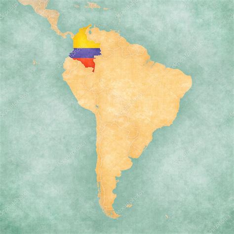 Mapa De Sudamérica Colombia Serie Vintage Fotografía De Stock