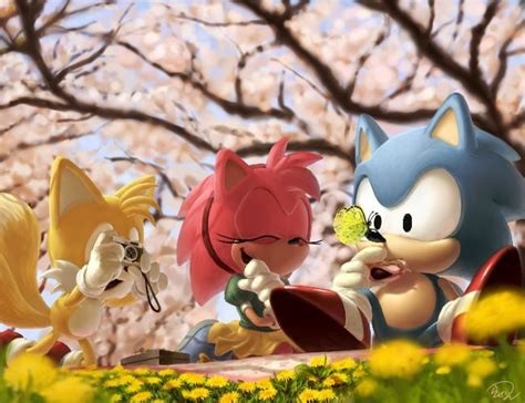 Classic Sonic Tails And Amy Having A Picnic So Cute Sonic Mania