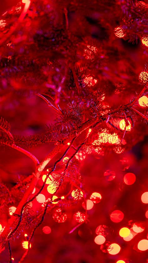 Download Wallpaper 1350x2400 Garland Lights Glow Red Holiday New