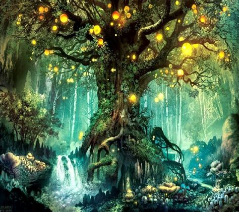 Tree Of Lights Fantasy Artwork Fantasy Art Landscapes Fantasy