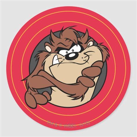 Taz™ Through Looney Tunes™ Circles Square Sticker Zazzle Looney