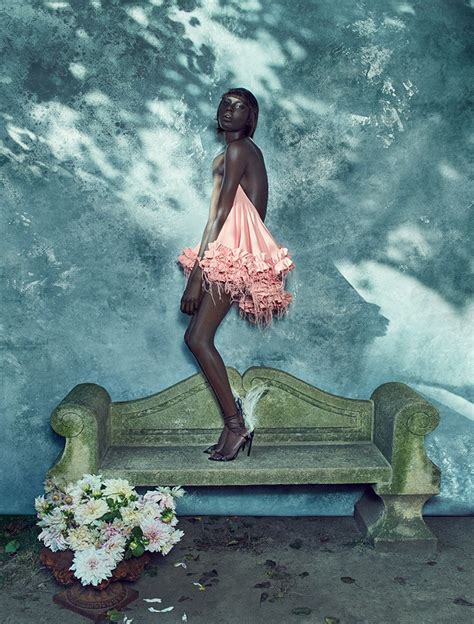 Ajak Deng Poses In A Blooming Paradise For Elle Uk Bn Style