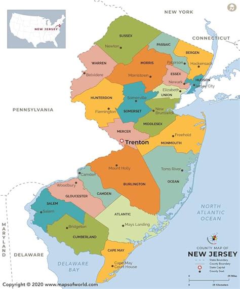 New Jersey Nj Political Map The Garden State Stock Illustration