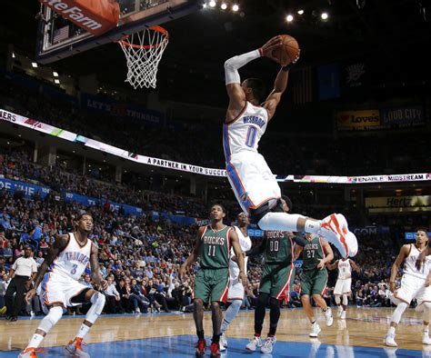 Oklahoma City S Russell Westbrook Goes Up For A Dunk Russell
