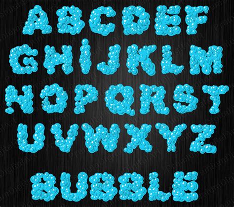 26 Blue Bubble Font Alphabetpen Drawn Fontcolorful Etsy