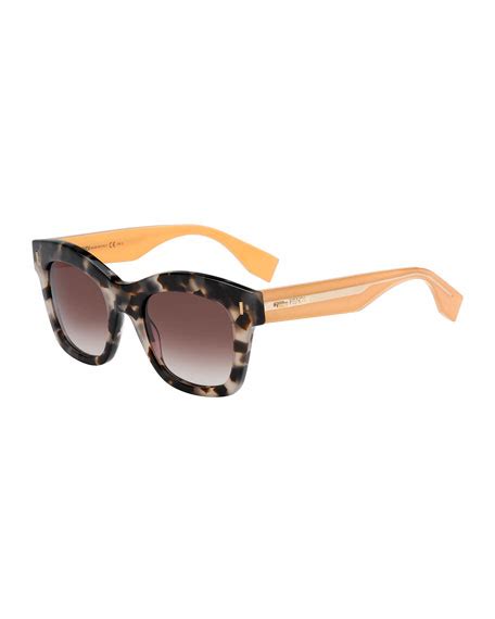 Fendi Oversized Square Sunglasses 50mm Spotted Havanabrown Flash