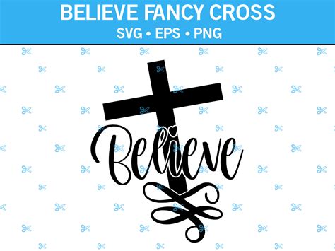 Believe Fancy Cross Svg Church Cross Believe Svg Religious Cross Svg