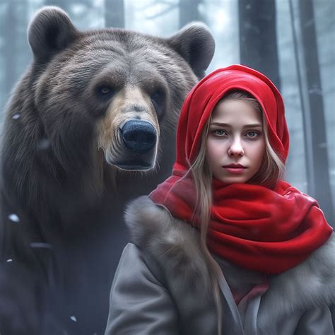Брутальный мрачный медведь с русской — создано в Шедевруме