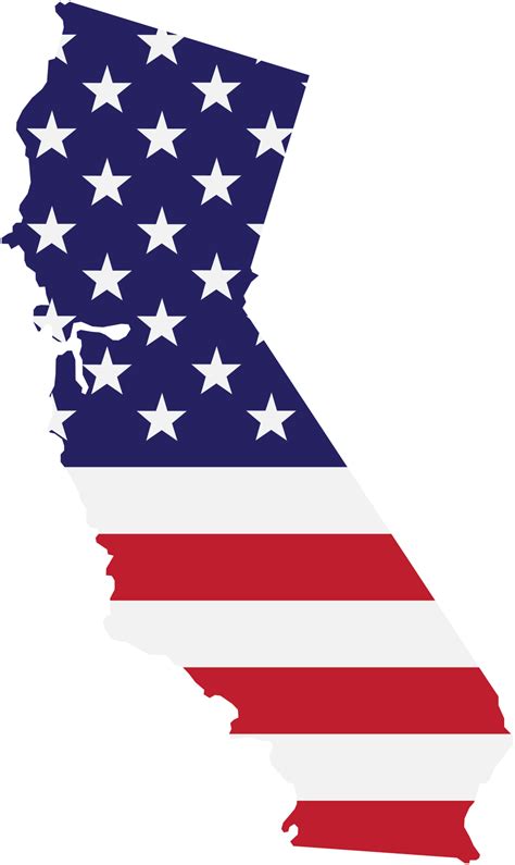 Outline Drawing Of California State Map On Usa Flag 17178701 Png