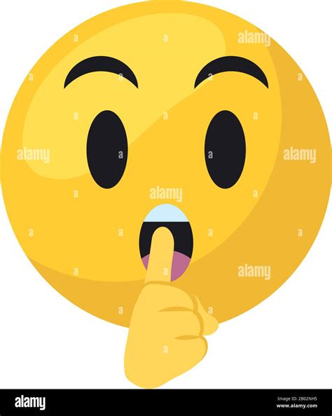 Silence Emoji Face Flat Style Icon Design Cartoon Expression Cute