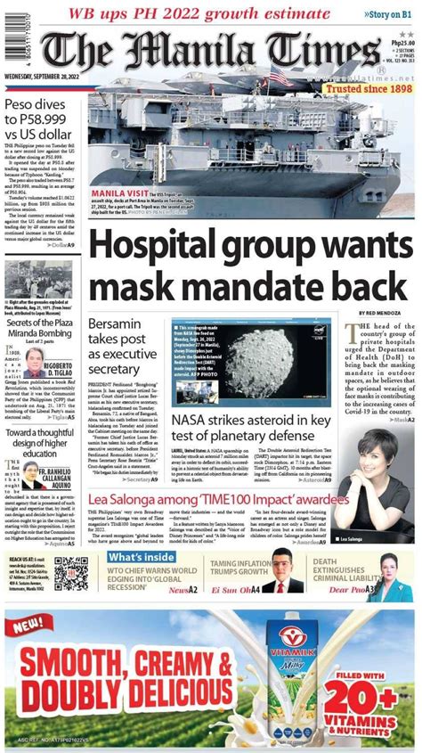 The Manila Times Front Page September 28 2022 The Manila Times