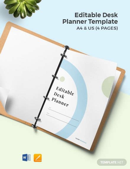 Editable Desk Planner Template Word Apple Pages
