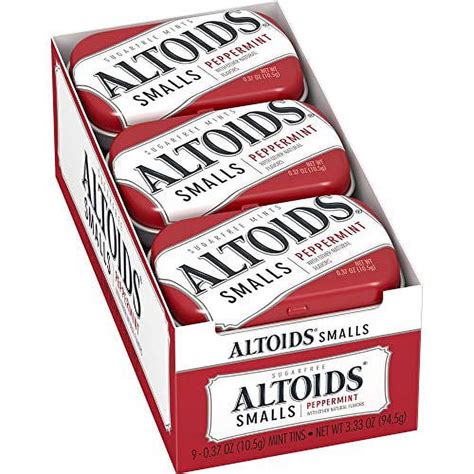 Altoids Smalls Peppermint Breath Mints 037 Ounce Tin Pack Of 9