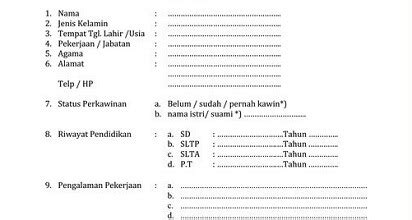 Contoh daftar riwayat hidup bagi yang belum pernah bekerja. Contoh Formulir Lamaran Kerja - Berotoh