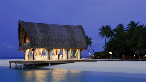 Hd Wallpaper Maldives Beach Hut Sky Sea Water Sand Romantic