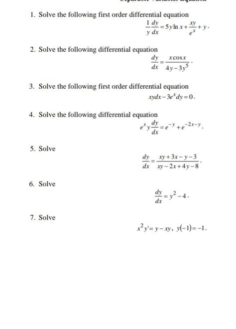 Solved Solve The Following First Order Differential Chegg Com