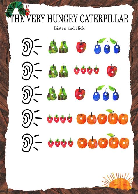 By eric carle readers reader 1: The Very Hungry Caterpillar - Listen and click worksheet