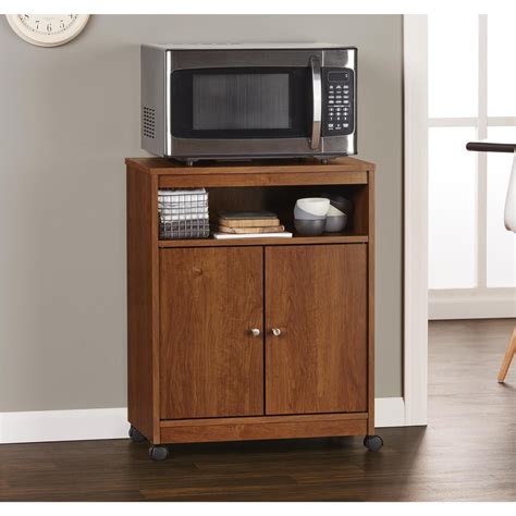 Fingerhut - Ameriwood Landry Microwave Cart - Medium Brown | Kitchen