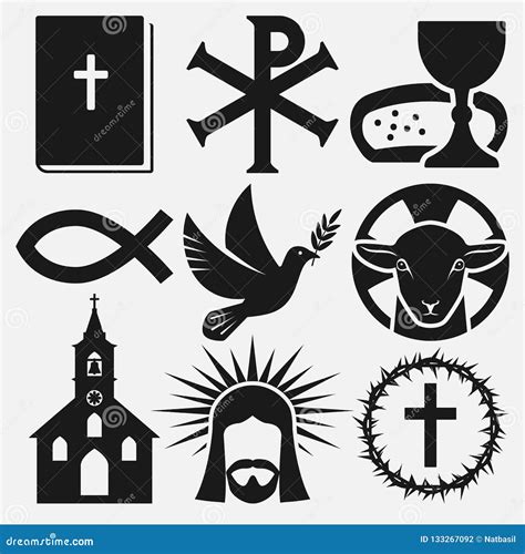 Christian Symbols Crucifix Nails And Shepherd S Staff Vector