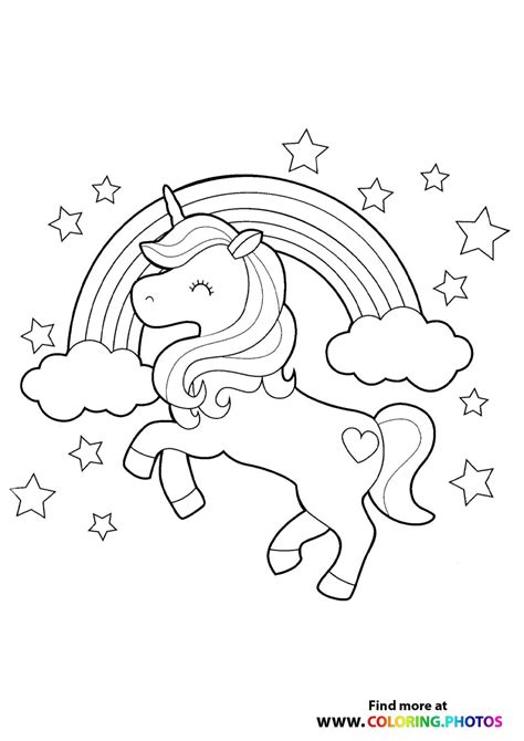 Unicorn With A Rainbow Coloring Pages For Kids