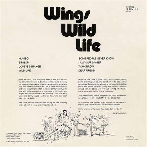 1971 Wild Life Paul Mccartney Wings Rockronología