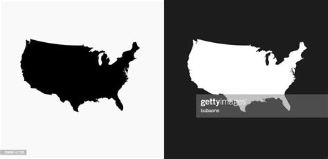 United States Map Icon On Black And White Vector Backgrounds High Res