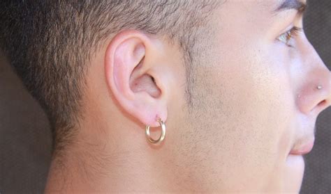Men Gold Hoop Earring Gold Earrings Hoop Earrings Gold Hoop Etsy