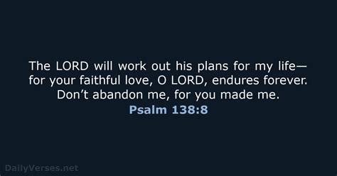 September 1, 2024 - Bible verse of the day (NLT) - Psalm 138:8