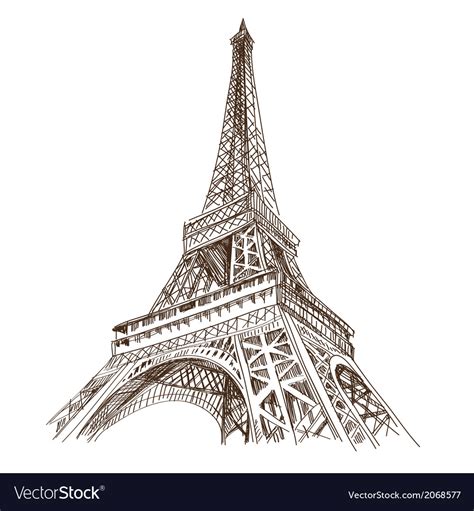 Eiffel Tower Hand Drawn Paris Royalty Free Vector Image