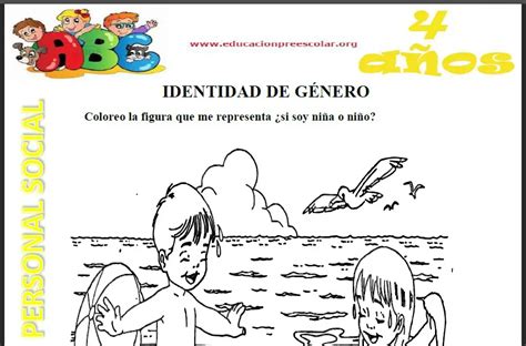 Fichas De Identidad De Género Para Niños De 4 Años — Educación Preescolar