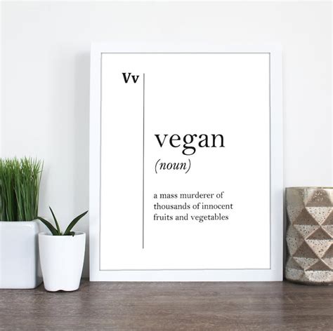 Vegan Definition Print Vegan Funny T Vegetarian Wall Art Etsy
