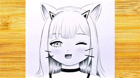 How To Draw A Anime Cat Girl Step By Step Anime Drawingeasy Drawings