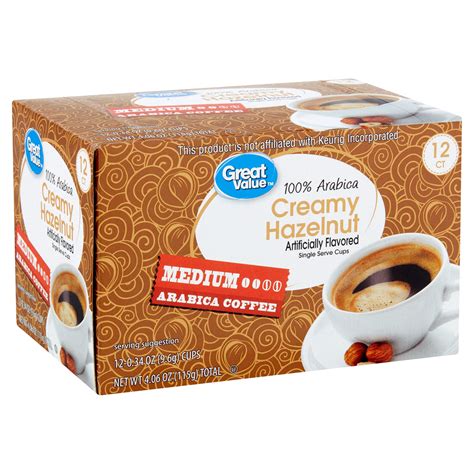 Great Value 100 Arabica Creamy Hazelnut Coffee Pods Medium Roast 12