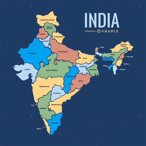 Vectores De Stock De India Mapa Politico Ilustraciones De India Mapa