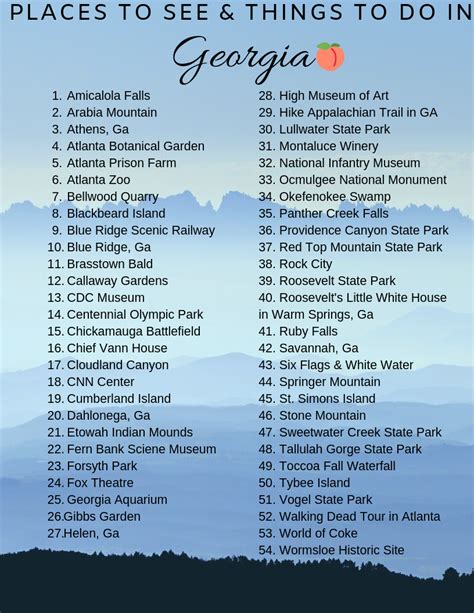 The Top Ten Places To See And Things To Do In Georgia With Text Overlay