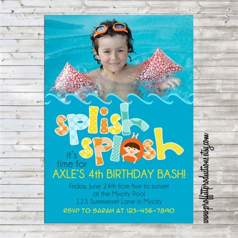 Items Similar To Splish Splash Custom Photo Birthday Party Invitation