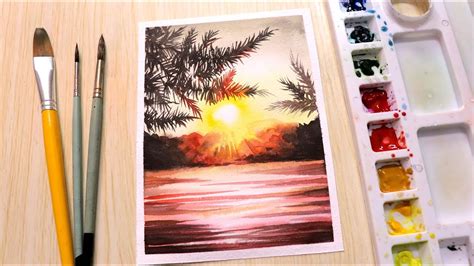 6 crucial exercises for mastering this will give your watercolor painting a clean edge after you've finished working on it. Watercolor painting for beginners sunset landscape easy - YouTube