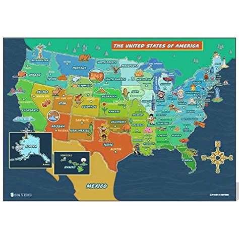 Usa And World Map Poster 2 Pack For Kids Laminated Extra Large