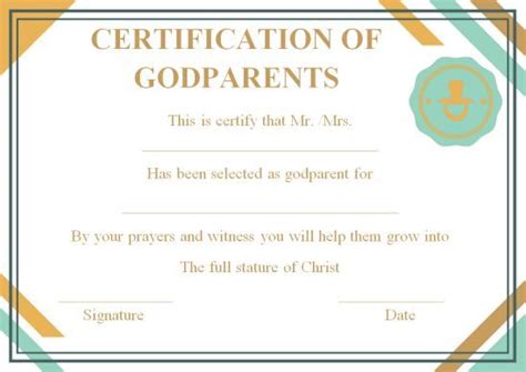 Certificate For Godparents God Parents Baby Dedication