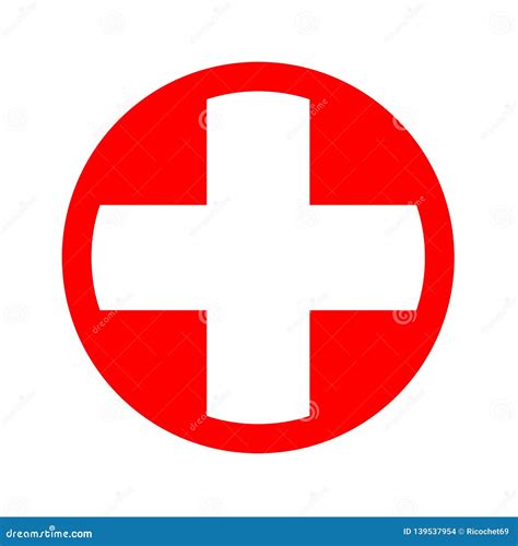 Medical White Cross Symbol In A Red Circle Stock Illustration