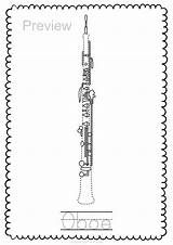 Woodwind Coloring Choose Instruments Oboe sketch template