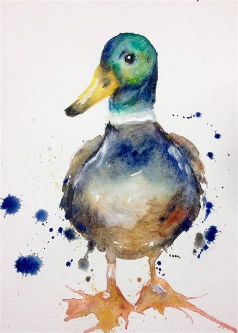 Mallard Duck Watercolour PRINT Duck Gift Country Kitchen Original Painting Puddle Paints