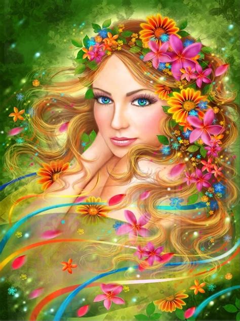 5d Diamond Painting Girl And Flowers In The Wind Kit Bonanza Marketplace