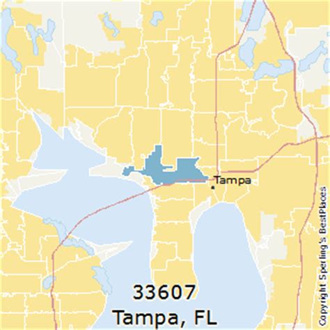 (find on map) estimated zip code population in 2016: Best Places to Live in Tampa (zip 33607), Florida