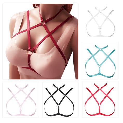 Red Strap Harness Bra Women Adjust Sexy Lingerie Body Bondage Belt Hollow Out Punk Gothic Caged
