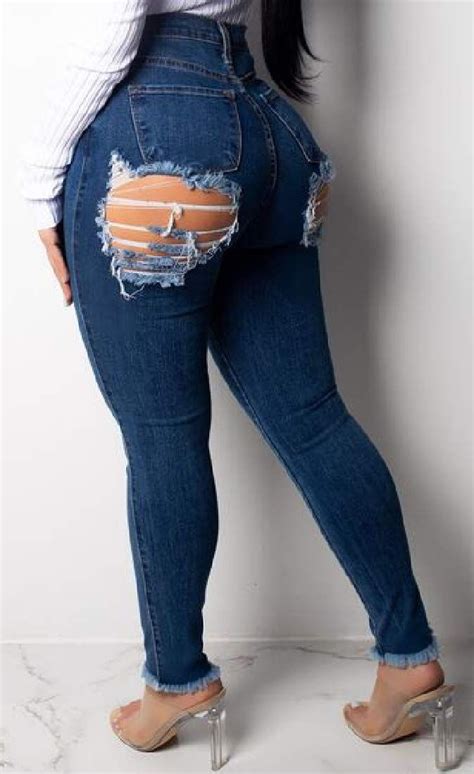 Wofupowga Womens Denim Hole Cutoff Stretch Skinny High Waisted Pants Jeans Affiliate Jeans