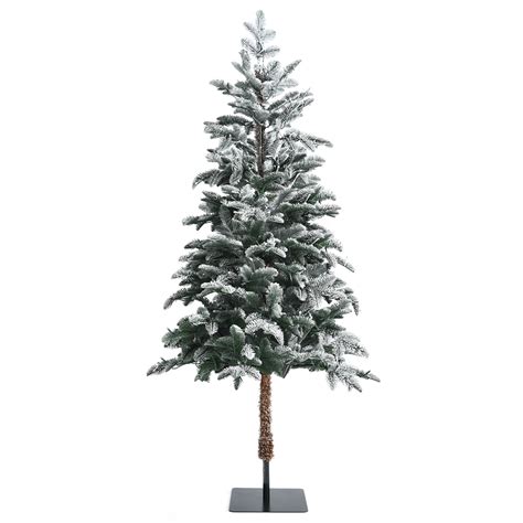 Topbuy 6ft Artificial Snow Flocked Pencil Christmas Tree Pre Lit Faux