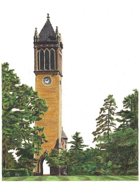 Iowa State Campanile Drawing By Sophia Szakacs