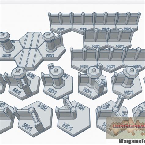 3d Printable Hex Map Scale Level 1 Walls Set A By Wargame Forge