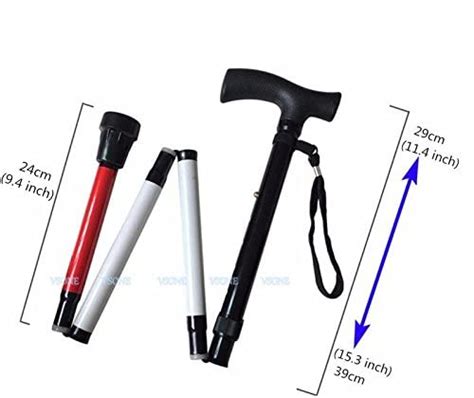 Adjustable Folding Support Cane For The Blind 33 Inch 37 Inch Folds